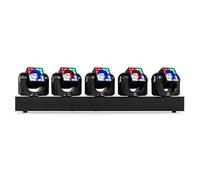 BeamZ Galaxy5 Barre d’Éclairage Motorisée avec 5 Lyres LED 40W RGBW, Pixelring 120 LEDs RGB, Modes DMX et Audio, Installation Rapide, Idéale pour DJ, Groupes et Événements Live