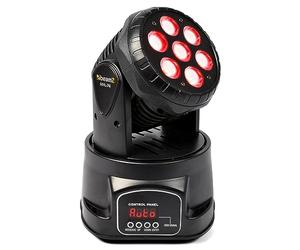 Beamz MHL74 Mini Lyre Wash - 7x LED RGBW LED 10W, Strobe Couleur, Modes DMX et Stand Alone, Fonctionnalité Maitre/Esclave, Pan 540°, Tilt 180°, Idéal pour la Scène, Bar, Boîte de Nuit
