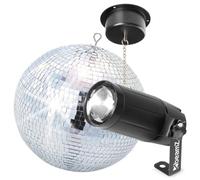 BeamZ - Pack Complet Boule à Facettes 30 cm, Moteur et Projecteur Spot LED 6 Watts