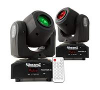 Beamz Panther 25 Lyre Spot LED - Pack de 2 Lyres - LED CREE Blanche 12W, Faisceau 12°, 5, 9 ou 11 Canaux DMX, Roue de 7x Gobos, 7 Couleurs + Blanc, Modes DMX et Auto, Maitre/Esclave, DJ, Concert