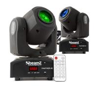 Beamz Panther 40 - Pack de 2 Lyres Spot LEDs - LED Blanche 45W, Faisceau 11°, 5, 9 ou 11 Canaux DMX, Roue de 7x Gobos, Effets 7 Couleurs + Blanc
