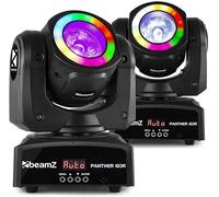 BeamZ Panther 60R Lyre Beam LEDs avec Anneau LED - Pack de 2 Lyres - 60 Watts, DMX 13/15 Canaux, Mode Musical, Programmes Auto, Pan 540°, Tilt 180°, 5° de Faisceau, Idéal pour les Clubs, Scènes