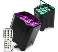 BeamZ Pro BBP59 - Pack de 2 Projecteurs d’ambiance sans fil IP65 9x 12W RGBWA-UV | Batterie amovible & Wireless DMX