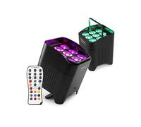 BeamZ Pro BBP59 - Pack de 2 Projecteurs d'ambiance sans fil IP65 9x 12W RGBWA-UV | Batterie amovible & Wireless DMX