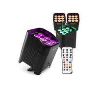 BeamZ Pro BBP59 - Pack de 4 Projecteurs d'ambiance sans fil IP65 9x 12W RGBWA-UV | Batterie amovible & Wireless DMX
