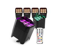 BeamZ Pro BBP59 - Pack de 6 Projecteurs d'ambiance sans fil IP65 9x 12W RGBWA-UV | Batterie amovible & Wireless DMX