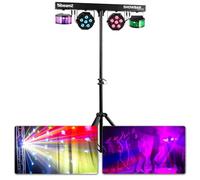 Beamz SB02 ShowBar - 2x Projecteurs PAR + 2x Derby sur Batterie, Mode DMX 6 ou 8 Canaux, Gestion Audio, Mode Automatique, Affichage LED, avec Télécommande, Idéal pour la Scène et Évènement Festif