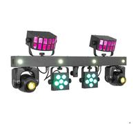 BeamZ Showbar GO Shine - Barre 4 Lyres LED RGBW 160W avec Anneaux LED + Pied - Éclairage DJ Scène