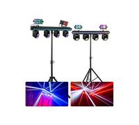 BeamZ Showbar GO Ultra Set - Pack 2 Barres 4 Lyres LED RGBW 160W - Derby, Anneaux LED, Pieds inclus