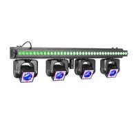 BeamZ Showbar GO Vibe Barre 4 Lyres LED RGBW 160W avec Barre LED et Anneaux LED, Éclairage DJ Scène Animation