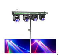 BeamZ Showbar GO Vibe - Barre 4 Lyres LED RGBW 160W avec Barre LED et Anneaux LED + Pied - Éclairage DJ Scène