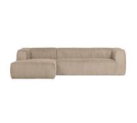BEAN - Canapé d'angle gauche 5 places en velours beige L305 Beige