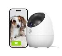 Beans View 3K (5MP) Caméra de Sécurité Intérieure, 360° Surveillance 2.4GHz Wi-FI, Vision Nocturne Couleur, Détection et Suivi des Humains, Stockage Carte SD sans Abonnement, Caméra Bébé/Animaux D210
