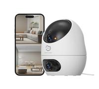 Beans View Caméra Intérieure 2K+2K (3MP+3MP) à Double Objectif, Caméra de Sécurité 360°, Vision Nocturne Couleur, Détection de Personne, 2.4GHz WiFi Caméra de Surveillance, Compatible Alexa D220