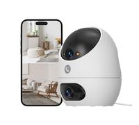 Beans View Caméra Intérieure 3K+3K (5MP+5MP) à Double Objectif, Caméra Surveillance Sécurité 360°, Vision Nocturne Couleur, Détection de Personne, Compatible Alexa, 2.4GHz, Appel Bidirectionnel D220