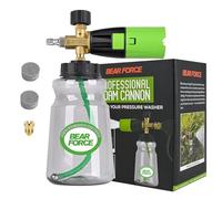 BEAR FORCE Canon à mousse en laiton pour lavage haute pression (ouverture large) + connecteur rapide 1/4, bouteille de 1 litre, distributeur de savon pour lavage de voiture avec mousse épaisse
