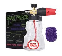 BEAR FORCE Canon à mousse en laiton pour nettoyeur haute pression avec connecteur rapide de 6,35 mm et buse à orifice de 1,25 mm et 1,10 mm, réglable à 360° avec savon de lavage de voiture de 947,2 g
