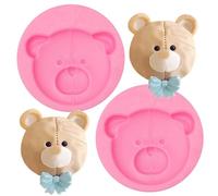 Bear Head Silicone Mold 2 Pcs, Bear Chocolate Fondant Mold for Cake Decoration Candy Cupcake Topper Cake Polymer Clay Crafts Epoxy Resin