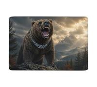 Bear with Diamond Grill and Chain Tapis 150 x 100 cm, Doux et Antidérapant | Tapis de chambre antidérapant : convient aux petits espaces; avec surface douce; pour chambre et salon