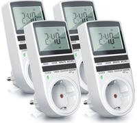 BEARWARE 4x Minuterie pour boîte de culture, lampe de culture, tente de culture, numérique, minuterie écran LCD / 3680W / 10 programmes configurables