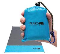 BEARZ Outdoor Couverture de Poche imperméable et Anti-Sable - Couverture de Pique-Nique imperméable Pliable - Légère et compacte - pour randonnée, Camping, Voyage, Festival - Bleu