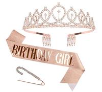Bea's Party Echarpe et Couronne Anniversaire Or Rose Femme fille Kit de Couronne Anniversaire Birthday Girl Rose gold Costume d’Anniversaire Fille
