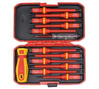 BEASAFY 13 Pièces Kit Tournevis, Isolation Outils Bricolage Electricien | Interchangeable Tournevis Aimanté avec Testeur de Tension, VDE Kit Electricien avec Étui de Rangement