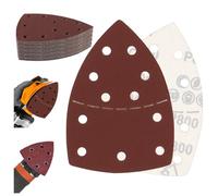BEASAFY 50 Pièces Triangles de Ponçage, 11 Trous Feuilles Abrasives, Papier de Verre (Grain 40 60 80 120 180 240 320 400 600 800), Papier Abrasif pour Ponceuse Triangulaire