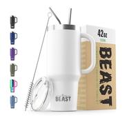 Beast Mug thermique de voyage en acier inoxydable isolé sous vide à double paroi, 1,2 l, Blanc arctique