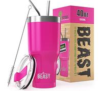 Beast Tumbler - 1050 ml (40 oz), Rose Cup Cake | Gobelet isotherme en acier inoxydable réutilisable | Avec 2 pailles et brosse de nettoyage | Double paroi, idéal pour café chaud ou glacé | Sans BPA