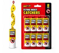 Beat It! Lot de 8 attrape-insectes volants | Papier adhésif non toxique | Piège à mouches à suspendre pour la maison, la cuisine, le garage, l'abri de jardin et l'écurie | Attrape-mouches sans