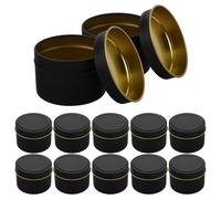 Beatifufu 12 Pièces Pot à Bougie Vintage en Fer Blanc Noir 4 Oz | Fabrication Diy, Stockage de Crèmes, Format Compact, Finition Simple, Lot Pratique pour Atelier Créatif