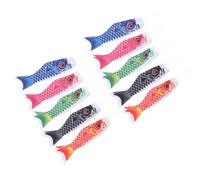 Beatifufu Japanese Carp Koinobori Windsock 10pcs Fish Shape Outdoor Hanging Flags Durable Warp Knitting Fabric for Garden and Party