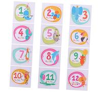 Beatifufu Lot de Stickers Autocollants en Papier pour Bébé -né, 1 Set Créatif de 12 Mois Gommettes Animaux, pour Album Photo et Souvenirs de Naissance