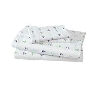 Beatrice Home Fashions Coastal Hotel Collection Parure de lit en Polyester Facile d'entretien Motif Ancres Bleues Bleu Marine, Vert et Ancres Bleu mer sur Blanc (King Size)