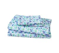 Beatrice Home Fashions Coastal Hotel Collection - Parure de lit en Polyester Facile d'entretien, Motif Clearwater Aqua, Vert, Bleu, Vie Marine Tropicale sur Blanc (Queen Size)