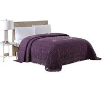 Beatrice Home Fashions Couvre-lit en Chenille, Motif médaillon, lit Double, Aubergine