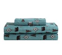 Beatrice Home Fashions Cozy Cabin Parure de lit 3 pièces en Microfibre avec Poches Profondes - Motif Patchwork Rustique à Carreaux, cerf, Ours Sauvages