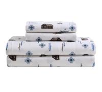 Beatrice Home Fashions Cozy Cabin Parure de lit 4 pièces en Microfibre avec Poches Profondes - Motif Patchwork Rustique à Carreaux, cerf - Journée du lac