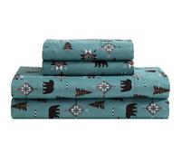 Beatrice Home Fashions Cozy Cabin Parure de lit 4 pièces en Microfibre pour très Grand lit avec Poches Profondes - Motif Patchwork Rustique à Carreaux, cerf Sauvage, Ours Sauvages
