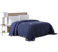 Beatrice Home Fashions Jeté de lit en Chenille, lit Double, Bleu Marine