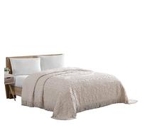 Beatrice Home Fashions Médaillon Chenille, Complet, Blush | Couvre-lit vintage touffeté léger, doux et confortable 100 % coton avec ourlet à franges et grand médaillon centré
