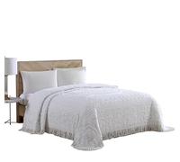 Beatrice Home Fashions Medallion Couvre-lit en Tissu Chenille, pour lit Queen Size, Blanc