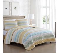 Beatrice Home Fashions Parure de lit rayée en Polyester, Sauge Jaune, lit Simple