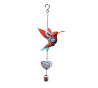 Beau carillon éolien en fer fabriqué à la main en forme de colibri avec son pour la maison, le jardin et la décoration extérieure, 53,3 cm, grands pendentifs d'extérieur