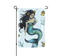 Beau drapeau de jardin coloré imprimé sirène 31,8 x 45,7 cm, drapeau de décoration extérieure double face pour jardin, terrasse, pelouse, porche, affichage de bienvenue