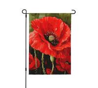 Beau drapeau de jardin imprimé fleur de coquelicot rouge 71,1 x 101,6 cm, drapeau de décoration extérieure double face pour jardin, terrasse, pelouse, jardin, porche