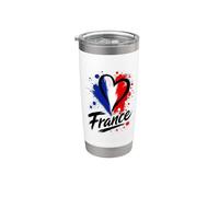 Beau drapeau I Love France Vacation Travel Lovely Heart Gobelet isotherme en acier inoxydable double paroi