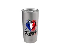 Beau drapeau I Love France Vacation Travel Lovely Heart Gobelet isotherme en acier inoxydable double paroi