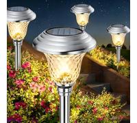 BEAU JARDIN 8 Pièces Lampes Solaires Exterieures Jardin Acier Inoxydable Lumiere avec Changement de Couleur et Lumière Solaire Extérieure Blanche Chaude Lampe Solaire Exterieur Jardin Pelouse Terrasse